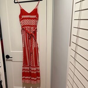 Vero Moda Red Patterned Maxi Dress